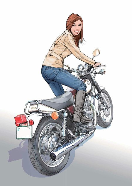 Девушка на мотоцикле рисунок
