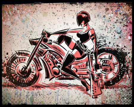 Девушка на мотоцикле рисунок