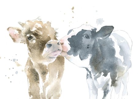Корова акварелью