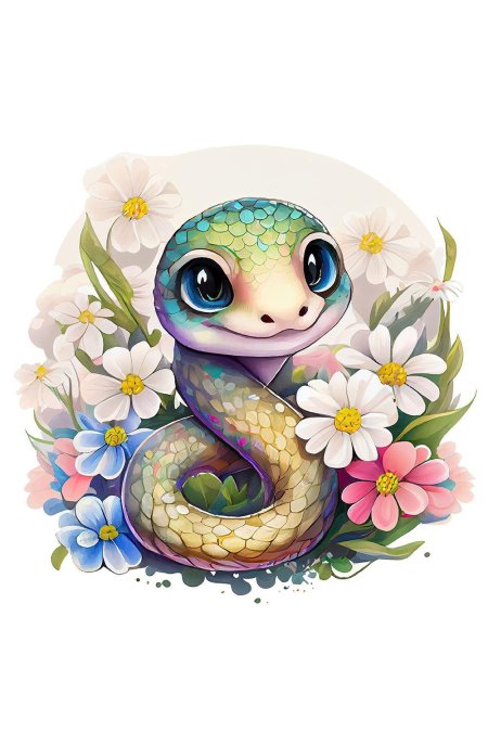 Змея символ года акварель