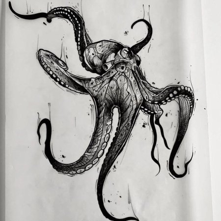 Тату эскиз осьминог