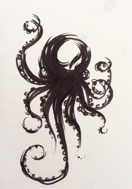 Осьминог эскиз тату