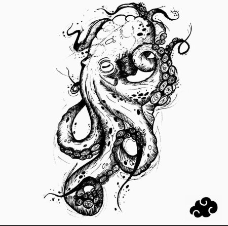 Эскиз тату осьминог