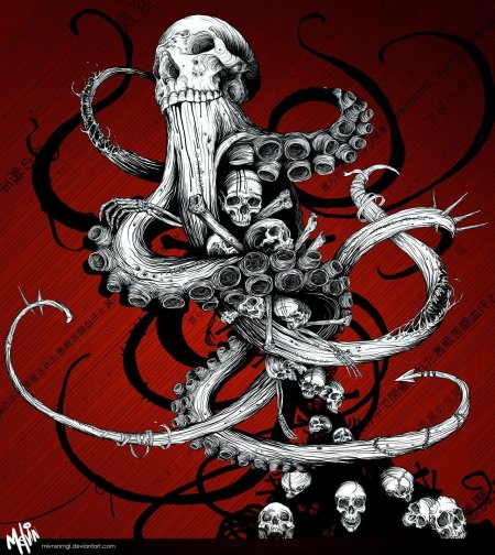 Осьминог эскиз тату