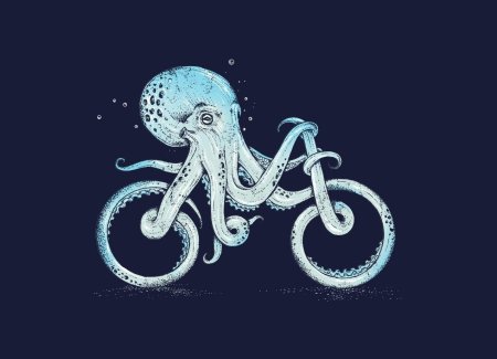 Вино осьминог на велосипеде