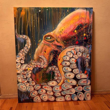 Пластилиновая живопись осьминог