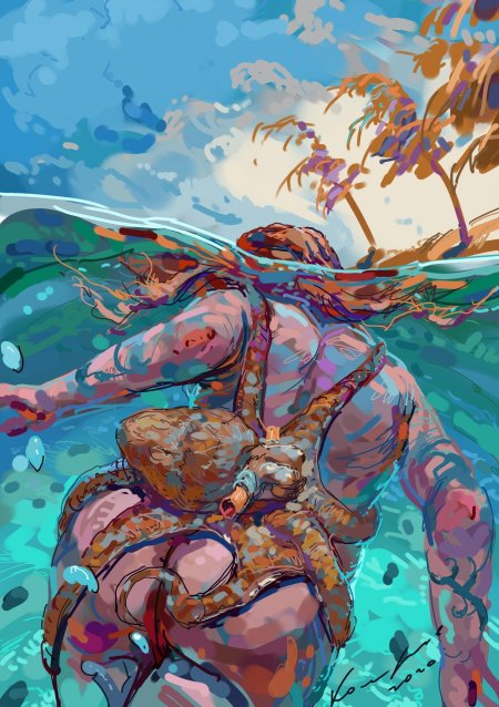 Осьминог живопись