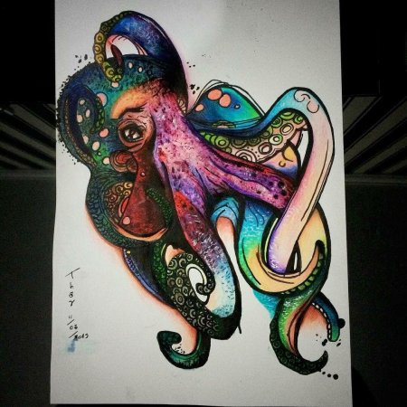 Эскиз тату осьминог