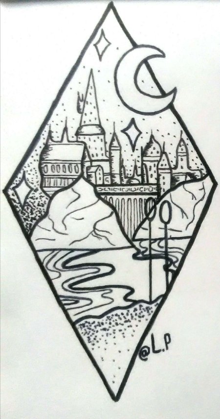 Тату гарри поттер хогвартс эскиз