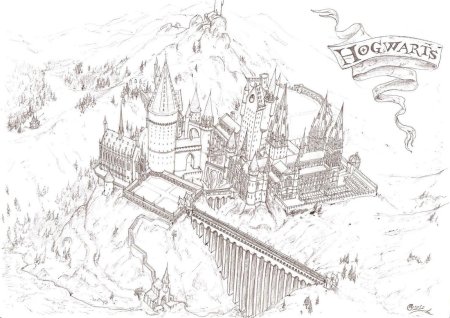 Раскраска гарри поттер замок хогвартс