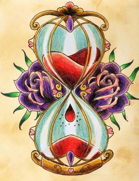 Тату песочные часы олд скул