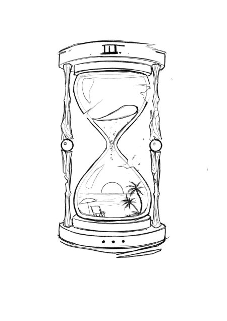 Песочные часы рисунок карандашом