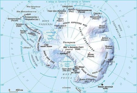 Карта антарктида географическая