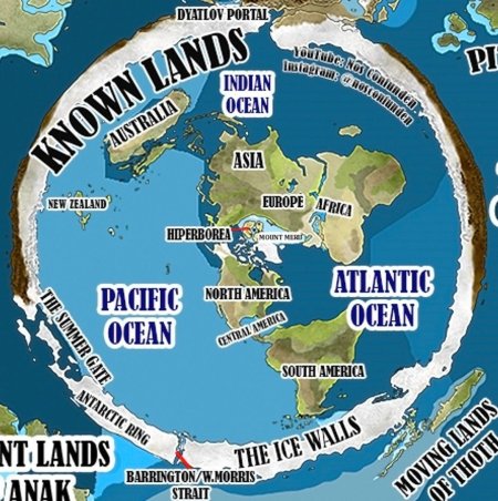 Карта плоской земли за антарктидой