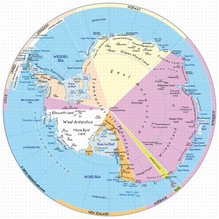 Карта антарктида географическая