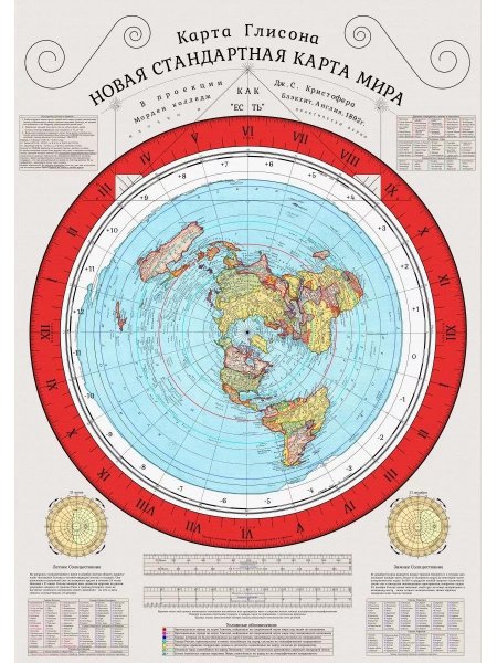 Карта плоской земли 1892