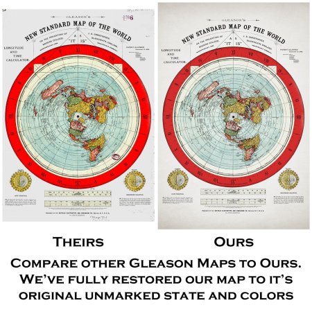 Flat earth map gleason's new standard of the world alexander patent
