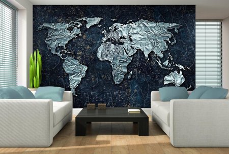 Фотообои карта мира в интерьере