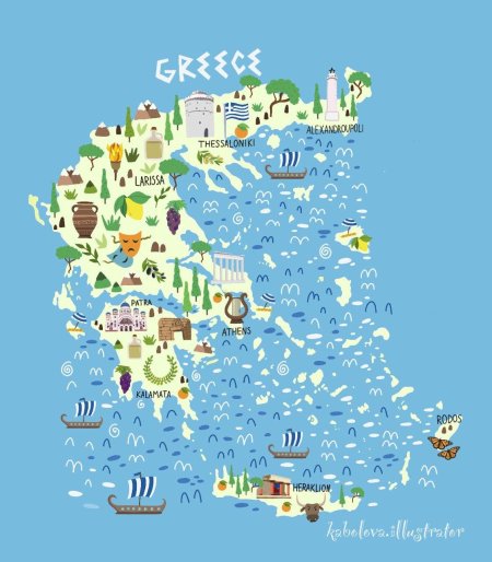 Достопримечательности греции на карте