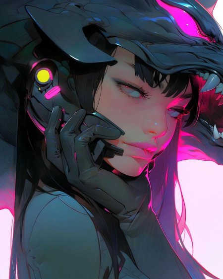 Киберпанк девушка арт