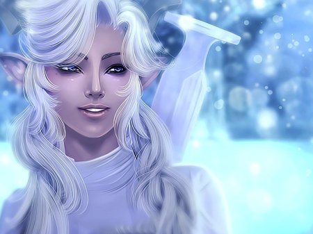 Эльфийка с белыми волосами