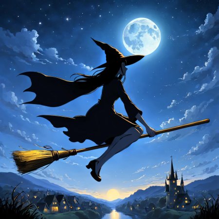 Ведьма летит на метле