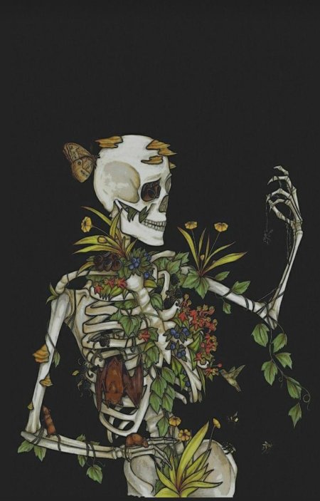 Скелет с цветами