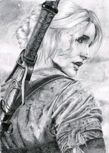 Цири ведьмак карандашом