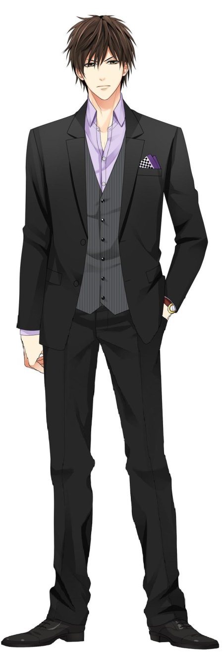 Аниме парень в костюме в полный рост