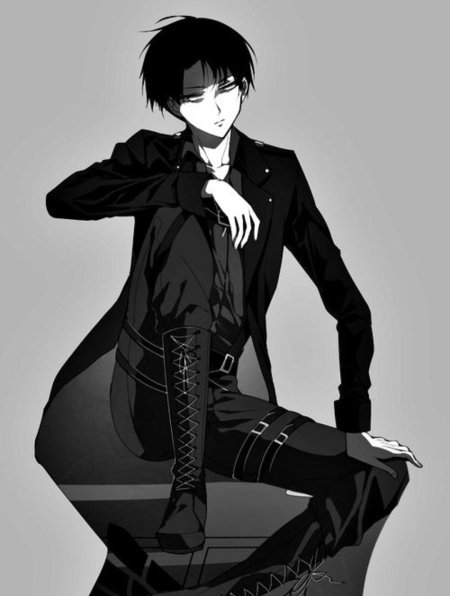 Леви аккерман в черном костюме