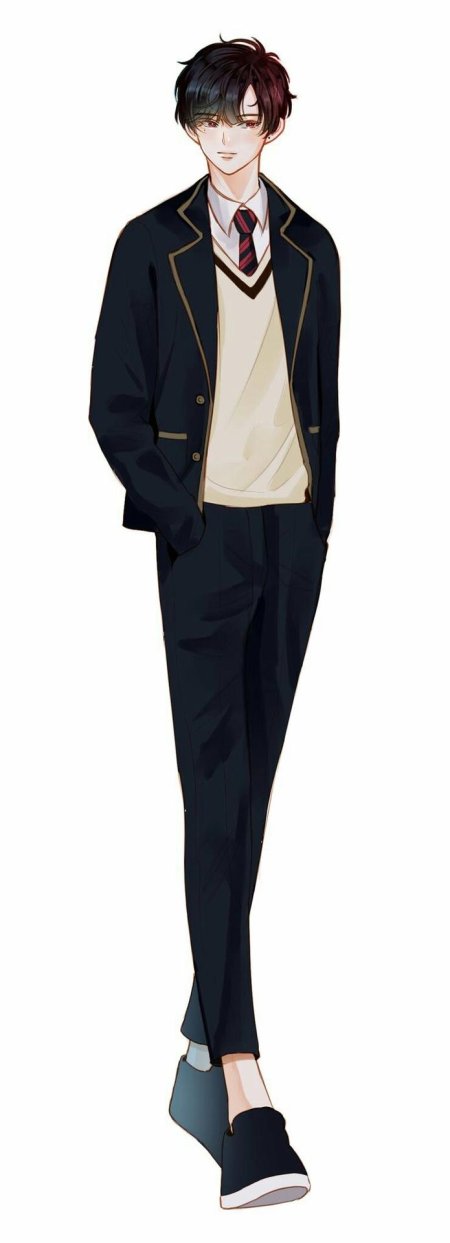 Аниме парень в костюме в полный рост