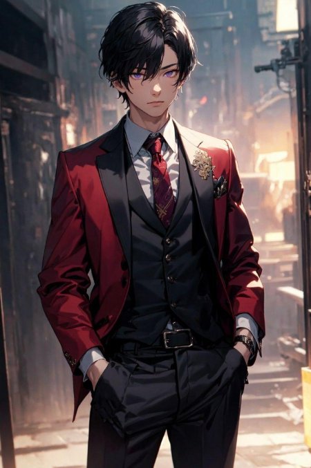 Аниме парень в костюме