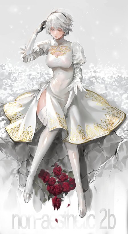 Nier b в белом платье