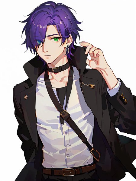 Парень с фиолетовыми волосами