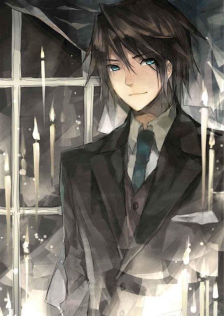 Аниме парень брюнет с зелеными глазами