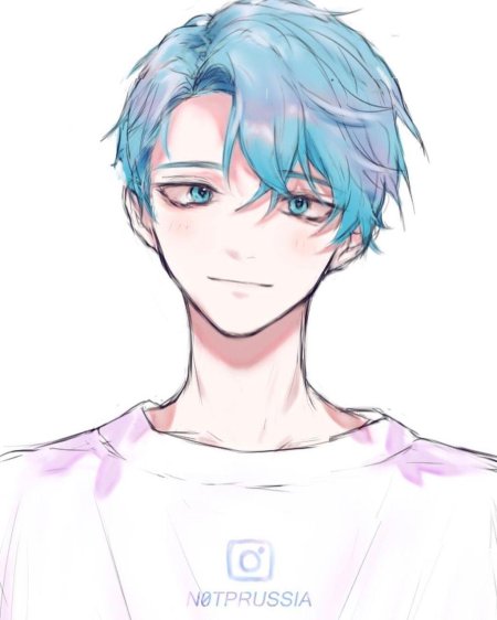 Парень с голубыми волосами