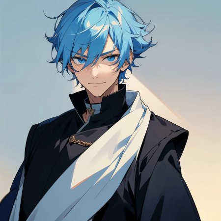 Аниме парень с синими волосами
