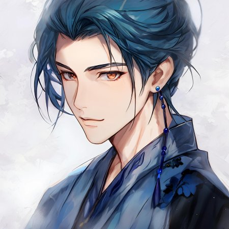 Аниме парень с синими волосами