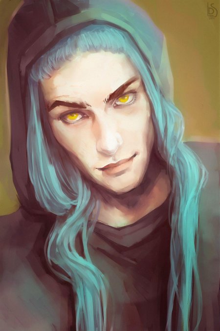 Парень с цветными волосами арт