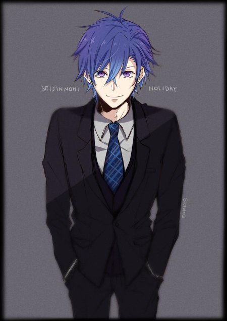 Аниме парень с синими волосами