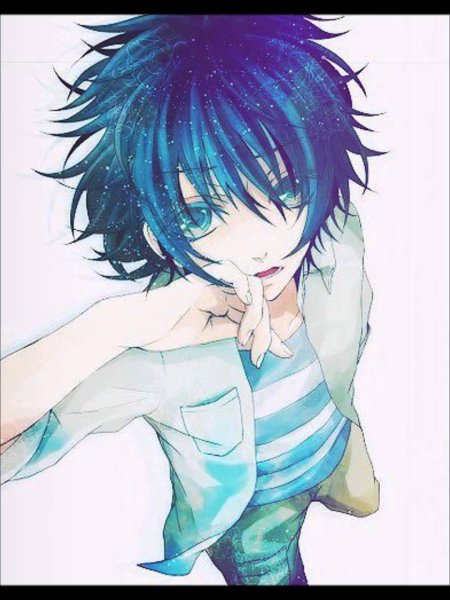 Аниме парень с синими волосами