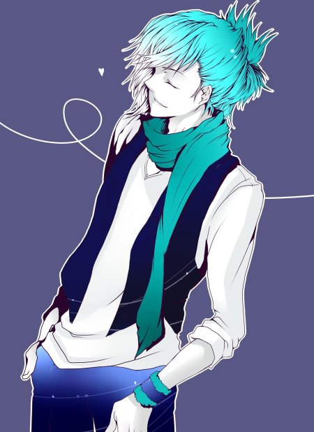 Аниме парень с синими волосами