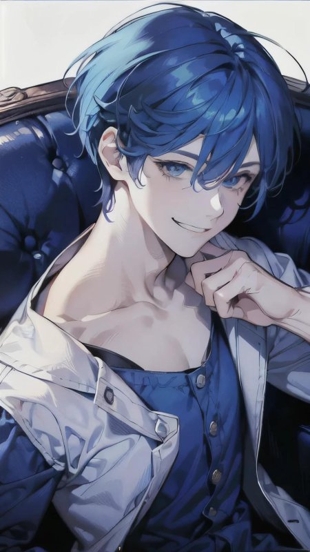 Парень с синими волосами