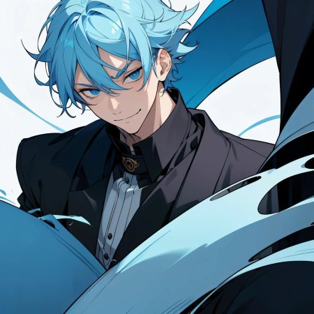Аниме парень с синими волосами
