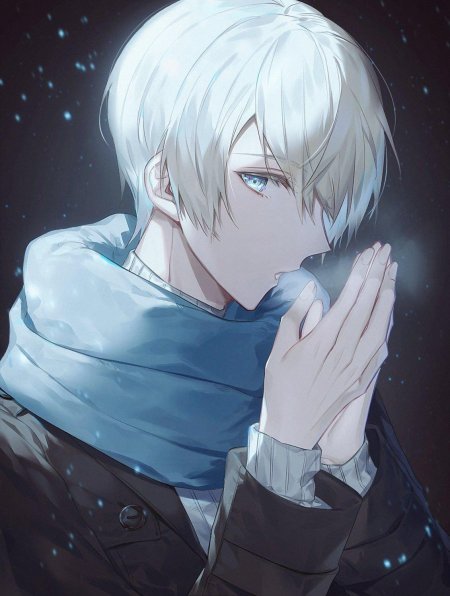 Беловолосый парень аниме