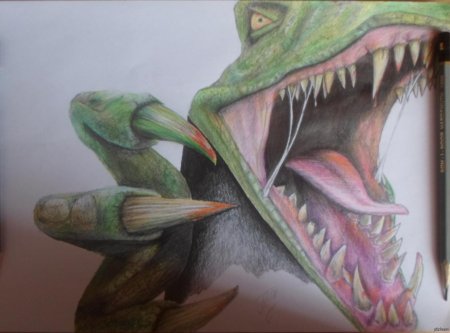 Рисунок динозавра карандашом