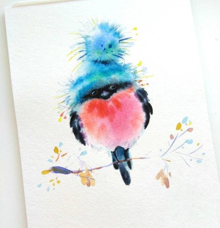 Соловьева евгения акварель птицы