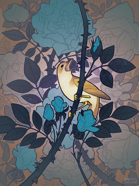 Поющие в терновнике птица с шипом терновника