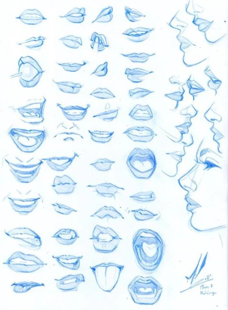 Зарисовки частей лица