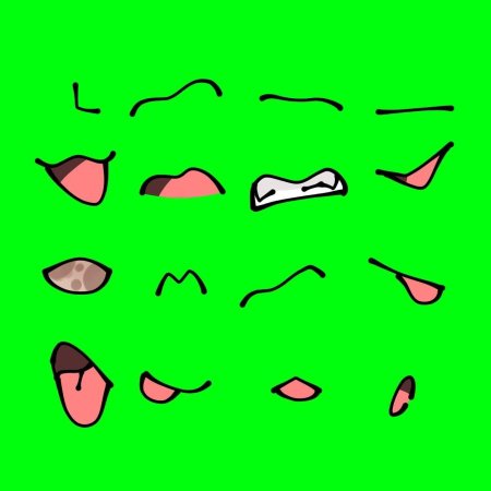 Рот гача на зелёном фоне